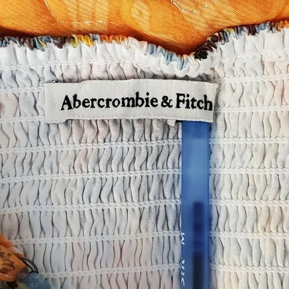 Abercrombie and Fitch Yellow Floral Slim Midi dress Adjustable Straps Size Small - Picture 10 of 11